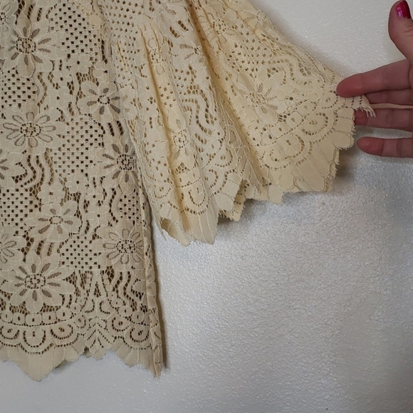 Entro Dream Catcher Crocket Cream Lace Bohemian Top Vintage Summer RARE - Picture 3 of 9